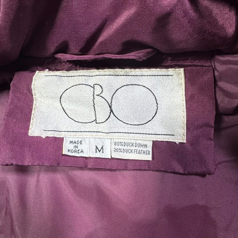 Vintage CBO Down Puffer Coat M Mauve Quilted Long Korea Winter Retro 80s Ski - Picture 6 of 14